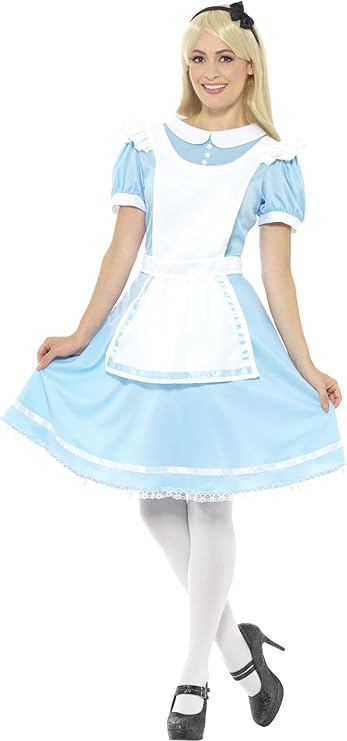 Smiffys Disfraz de Princesa Maravilla, Azul con Vestido, Delantal y Diadema, Cuento de Hadas, alas y varitas, Disfraz para Adultos